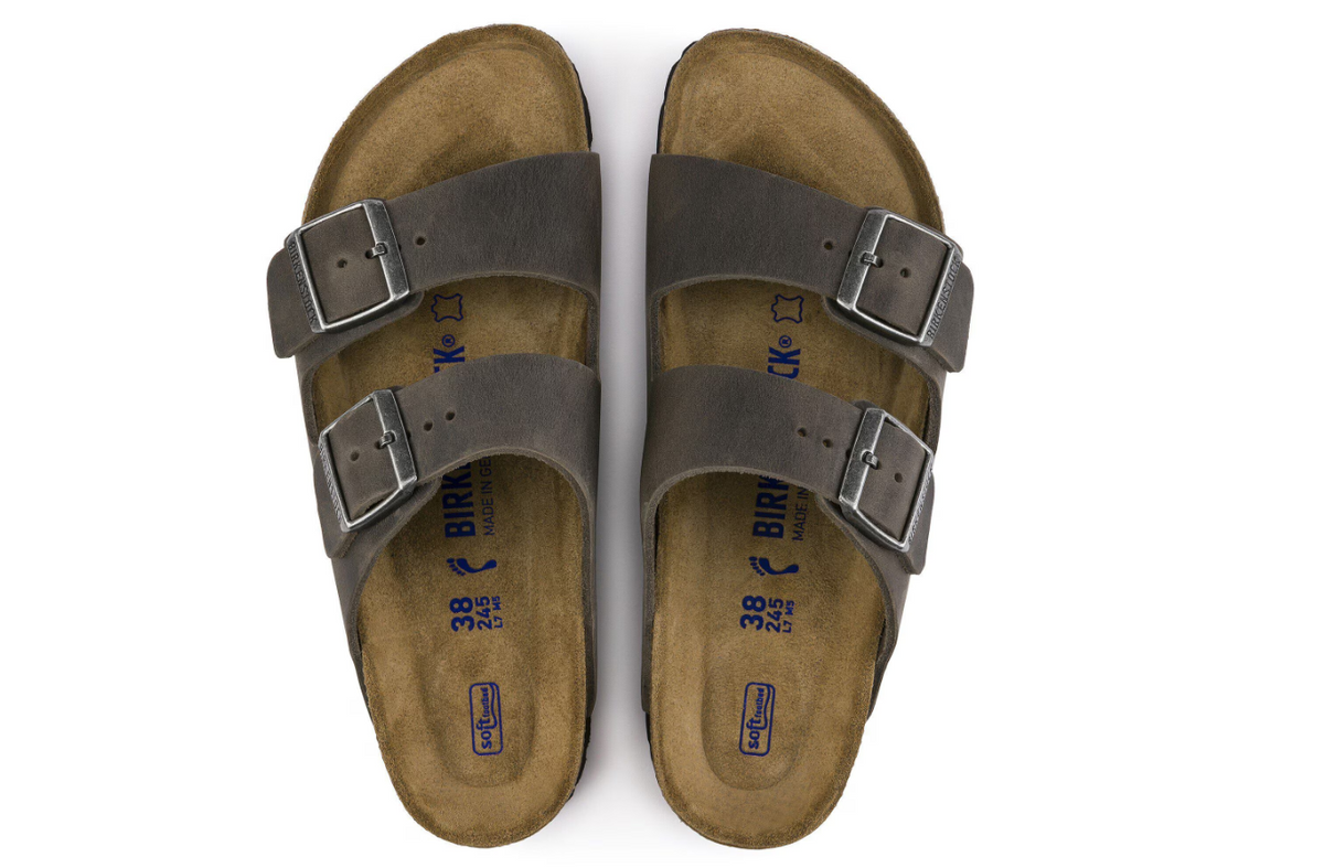 Birkenstock Arizona Soft Footbed Oiled Leather Iron Sandals