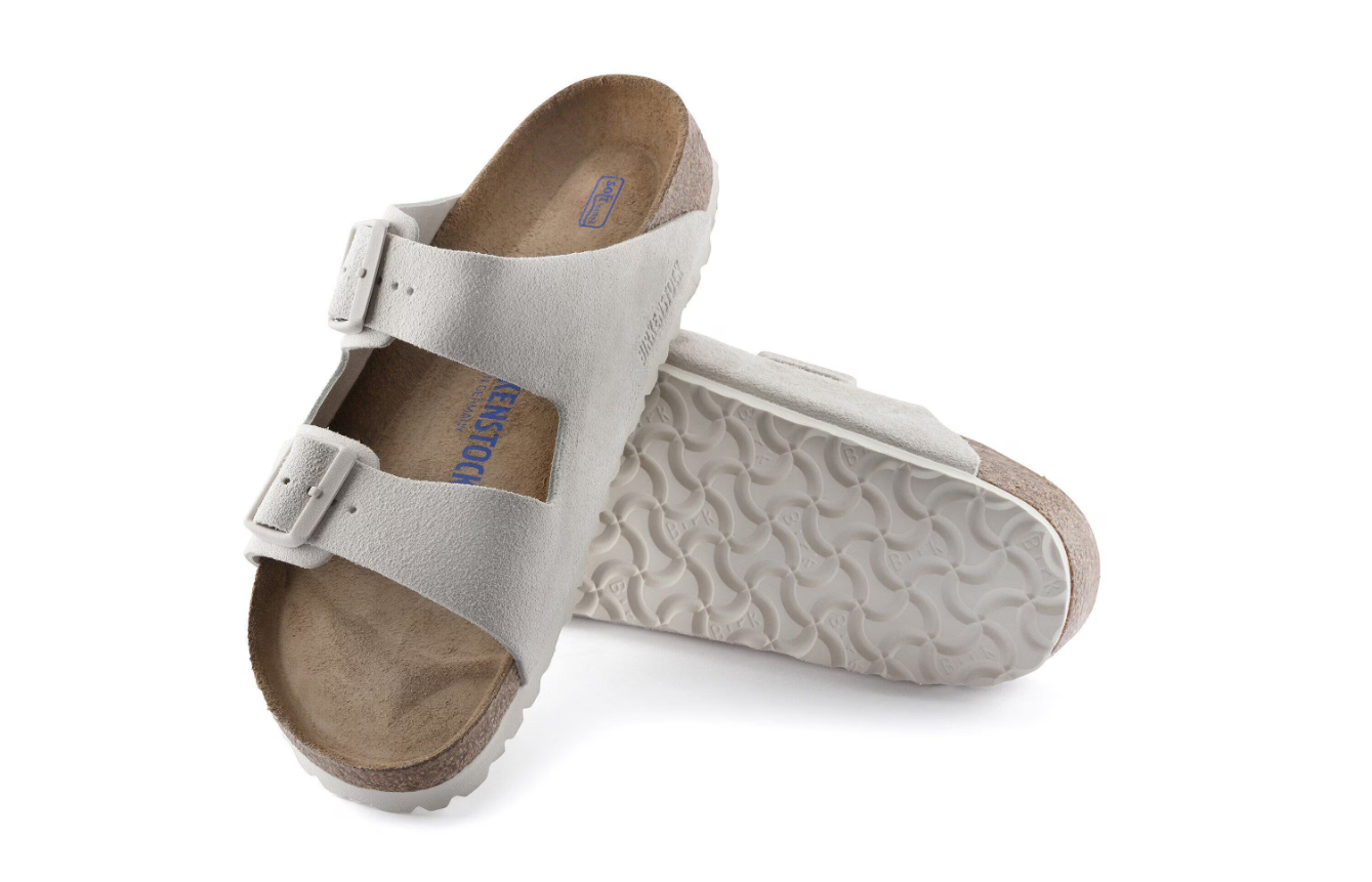 Birkenstock Arizona Soft Footbed Suede Leather Antique White