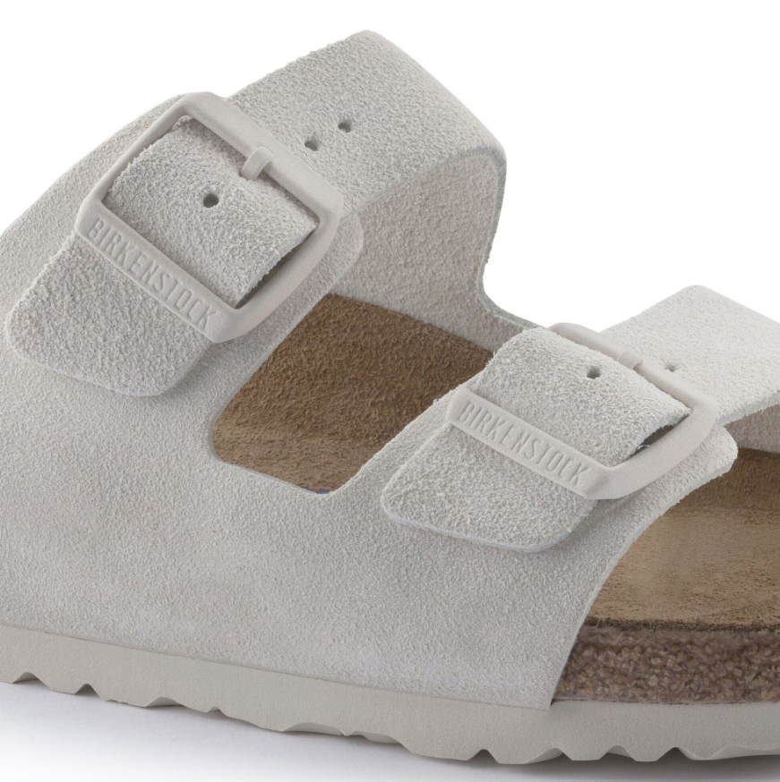 Birkenstock Arizona Soft Footbed Suede Leather Antique White