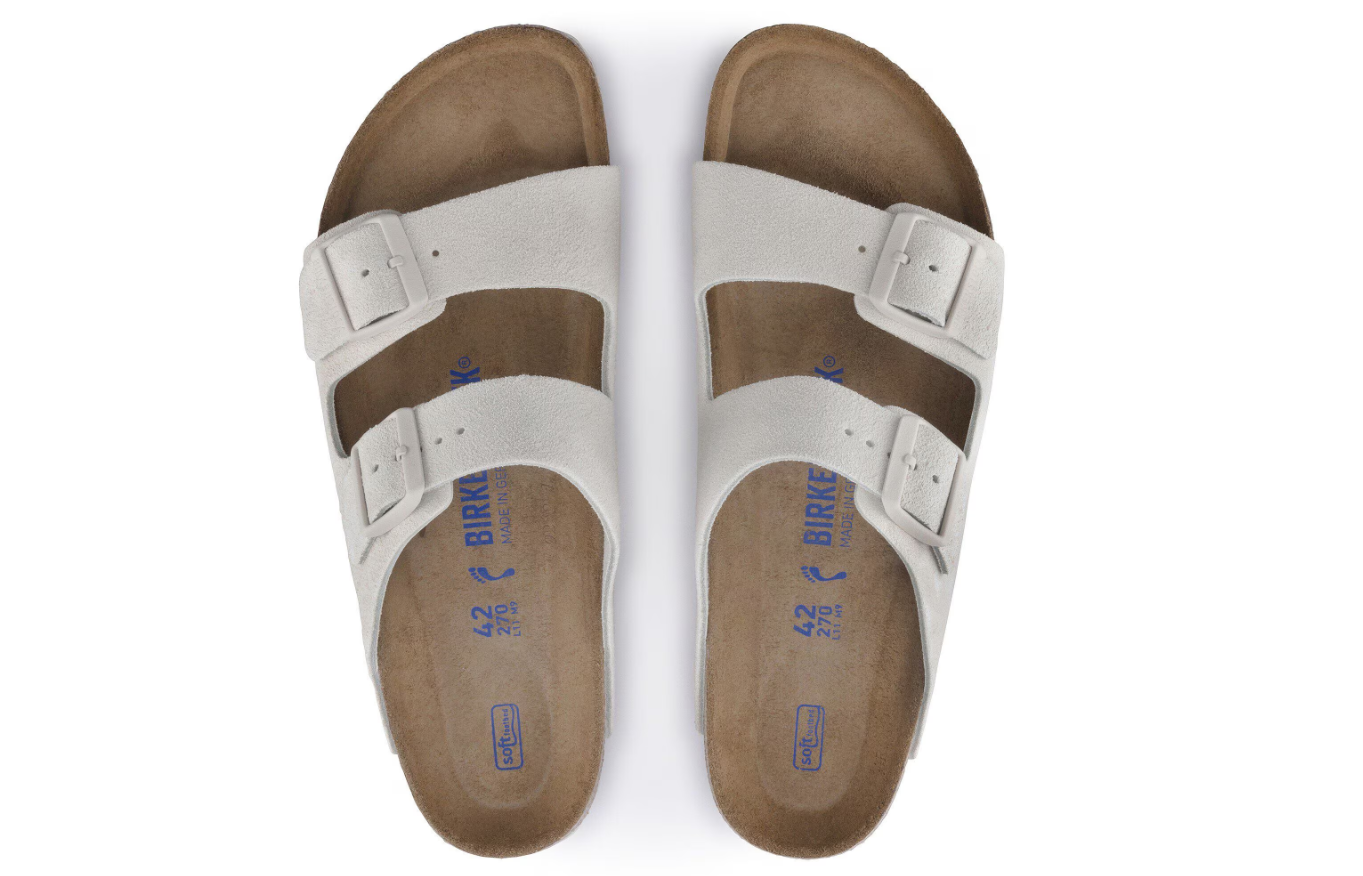 Birkenstock Arizona Soft Footbed Suede Leather Antique White