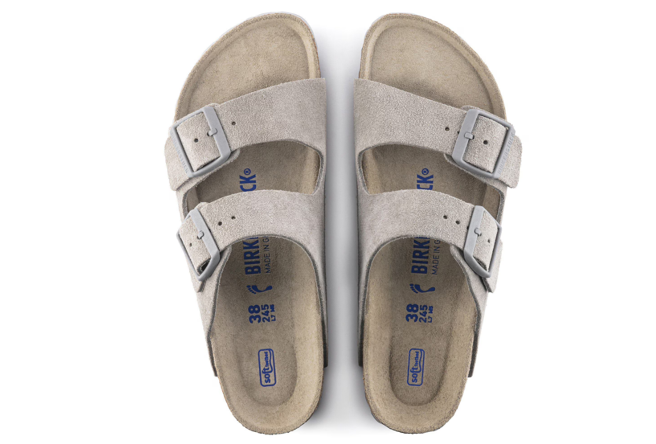 Birkenstock Arizona Soft Footbed Suede Leather Stone Coin