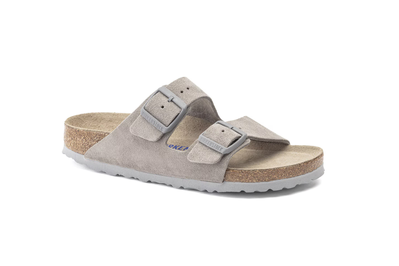 Birkenstock Arizona Soft Footbed Suede Leather Stone Coin