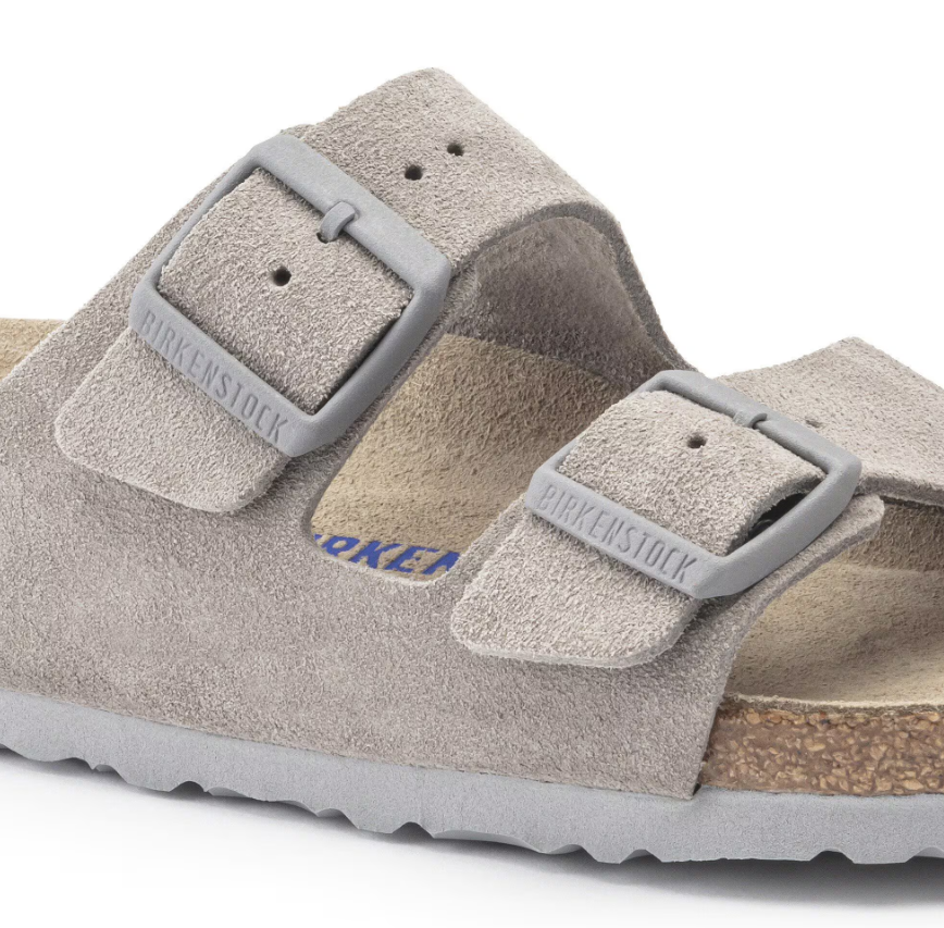 Birkenstock Arizona Soft Footbed Suede Leather Stone Coin