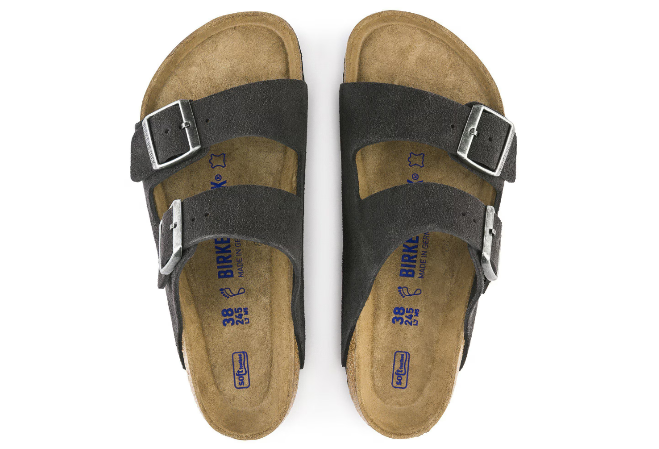 Birkenstock Arizona Soft Footbed Suede Leather Velvet Gray