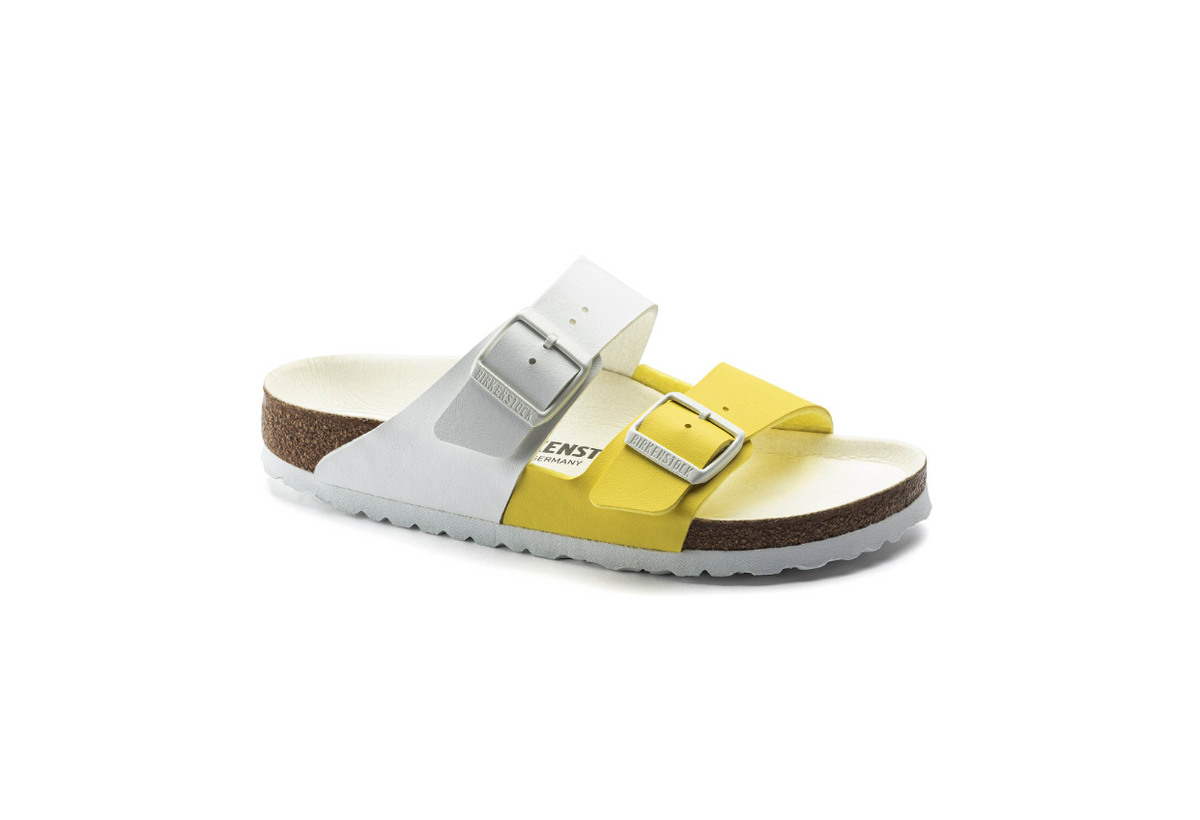 Birkenstock Arizona Split Birko-Flor White/Lime Sour Sandals