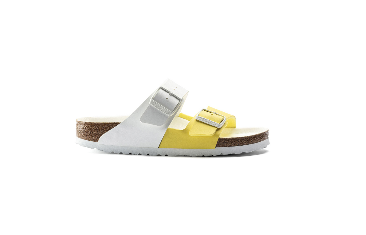 Birkenstock Arizona Split Birko-Flor White/Lime Sour Sandals