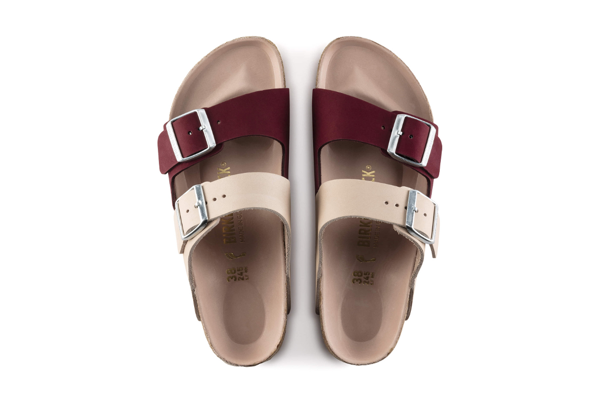 Birkenstock Arizona Split Nubuck Leather Red Maroon Sandals