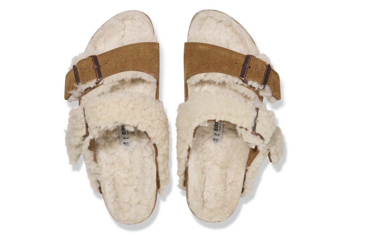 Birkenstock Arizona Teddy Split Suede Leather Fur Mink