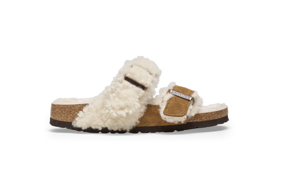 Birkenstock Arizona Teddy Split Suede Leather Fur Mink