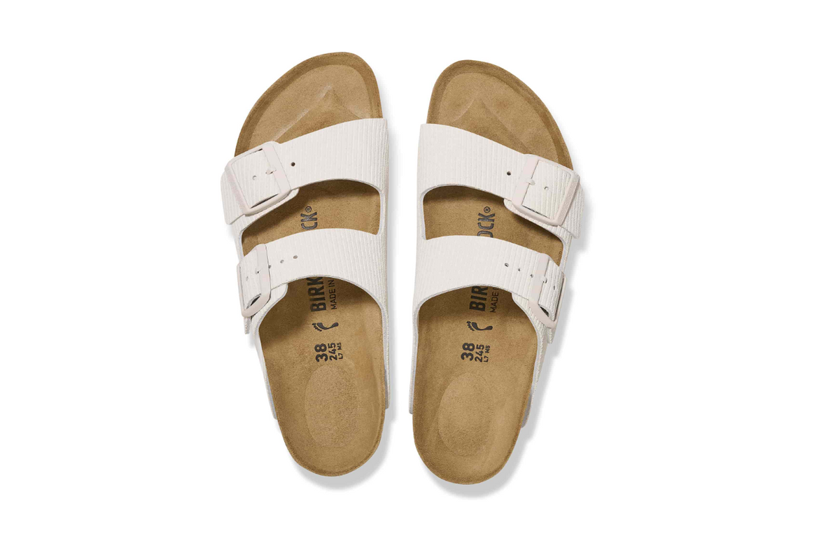 Birkenstock Arizona Suede Embossed Corduroy Antique White