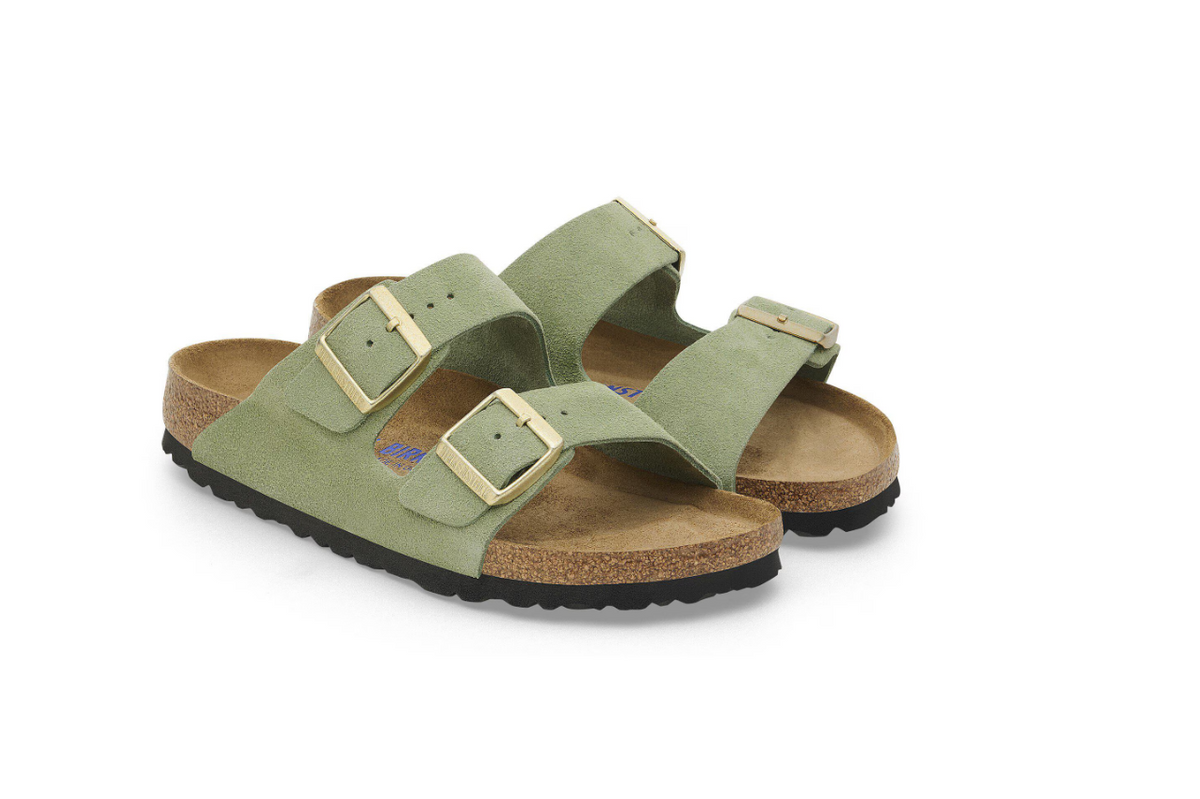 Birkenstock Arizona Soft Footbed Suede Leather Green Tea Sandals