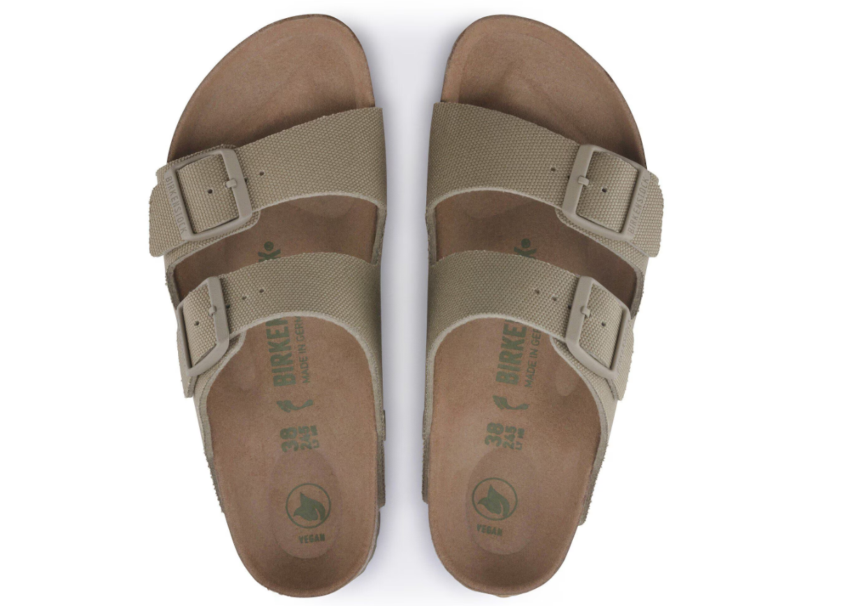Birkenstock Arizona Vegan Textile Faded Khaki Sandals