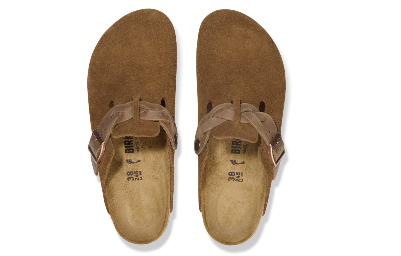 Birkenstock Boston Braided Suede Leather Clog Mink
