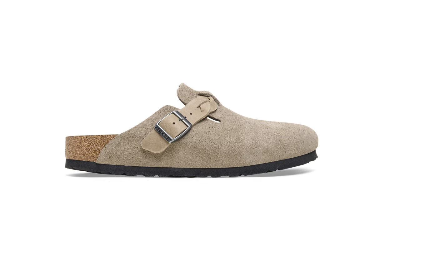Birkenstock Boston Braided Suede Leather Taupe Clogs