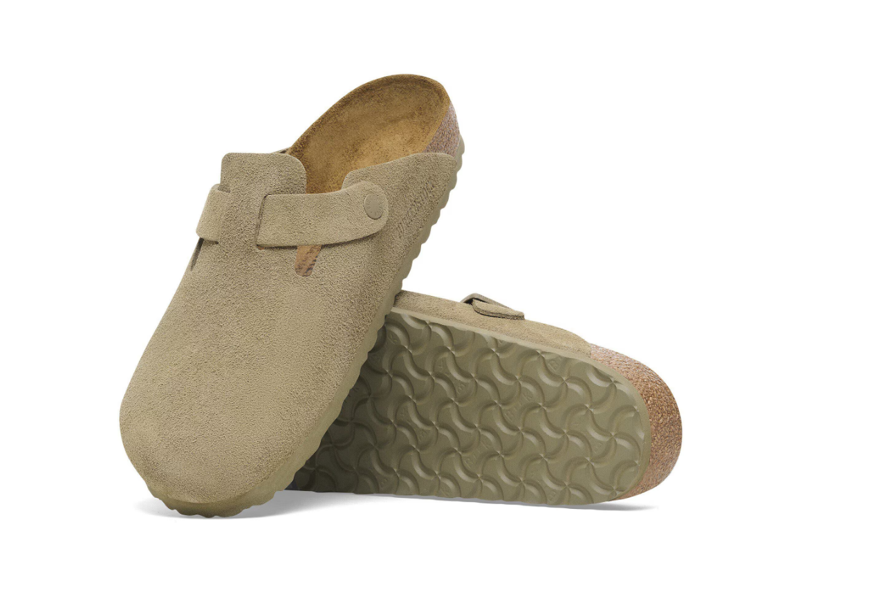 Birkenstock Boston Suede Leather Faded Khaki