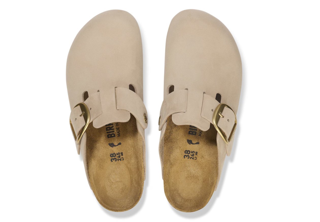 Birkenstock Boston Big Buckle Nubuck Leather Sandcastle