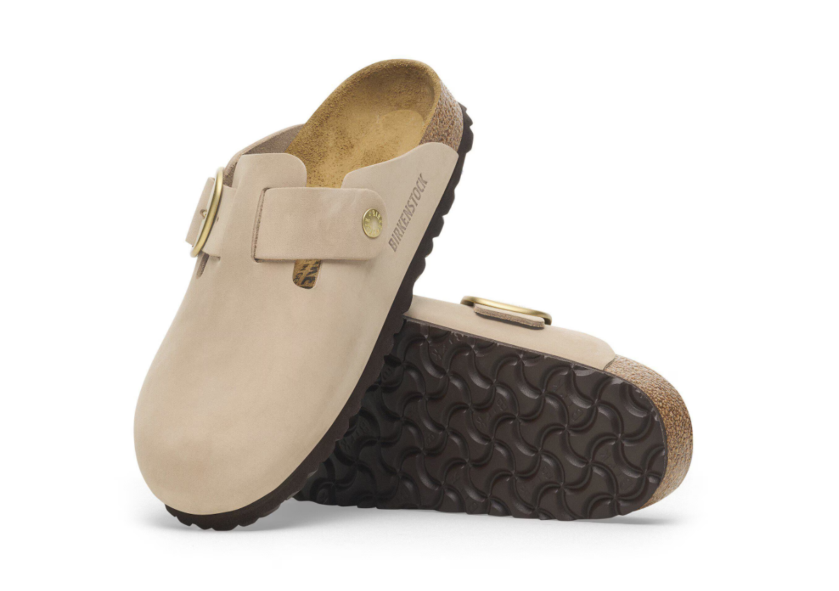 Birkenstock Boston Big Buckle Nubuck Leather Sandcastle