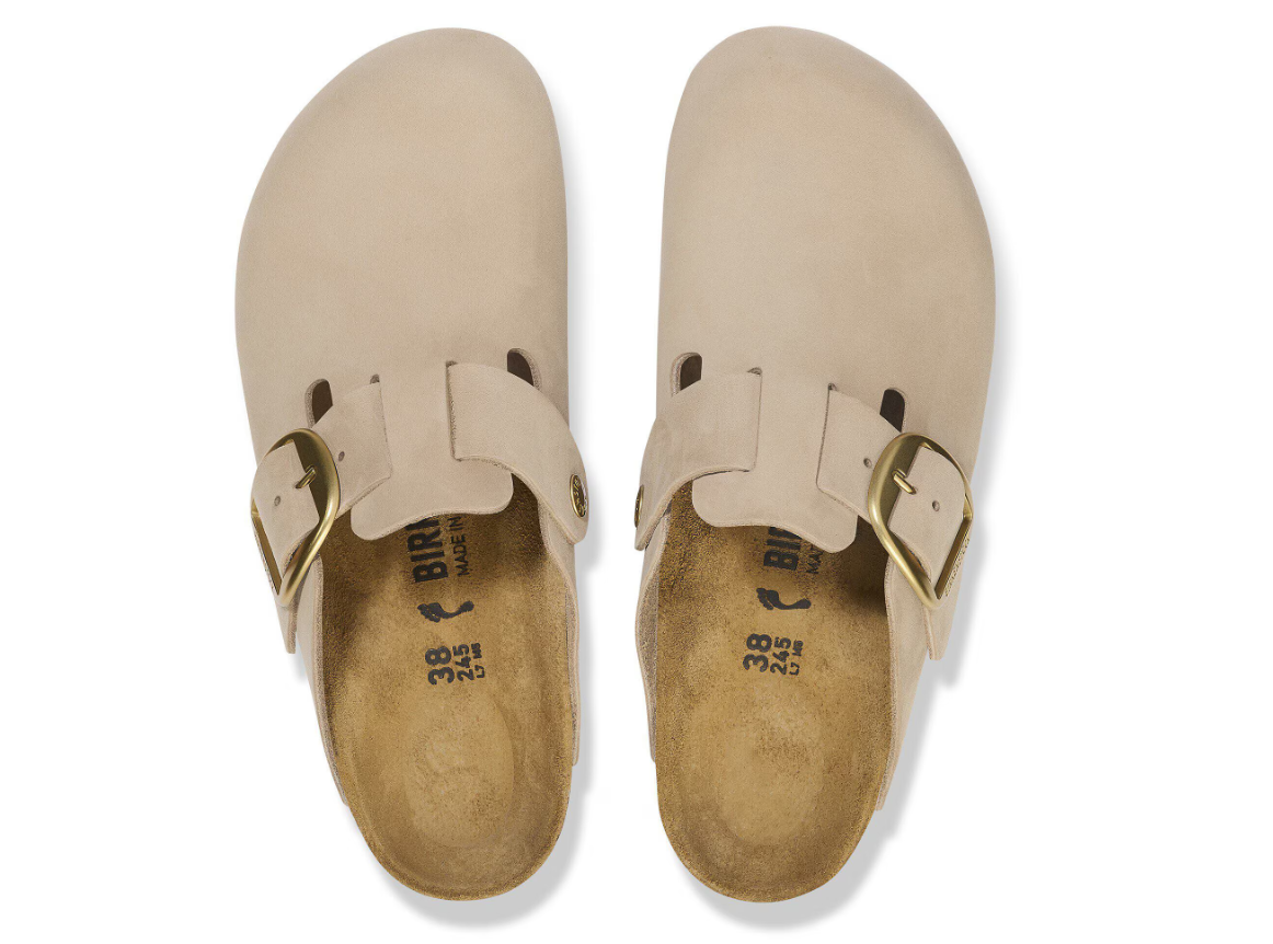 Birkenstock Boston Big Buckle Nubuck Leather Sandcastle