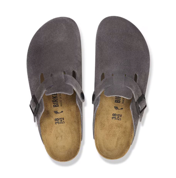 Birkenstock Boston Suede Leather Velvet Grey Clog