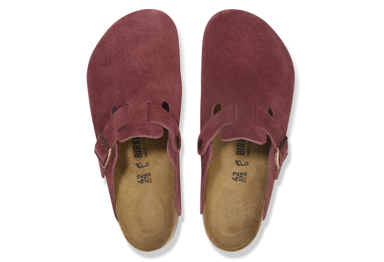 Birkenstock Boston Suede Leather Zinfandel Clog