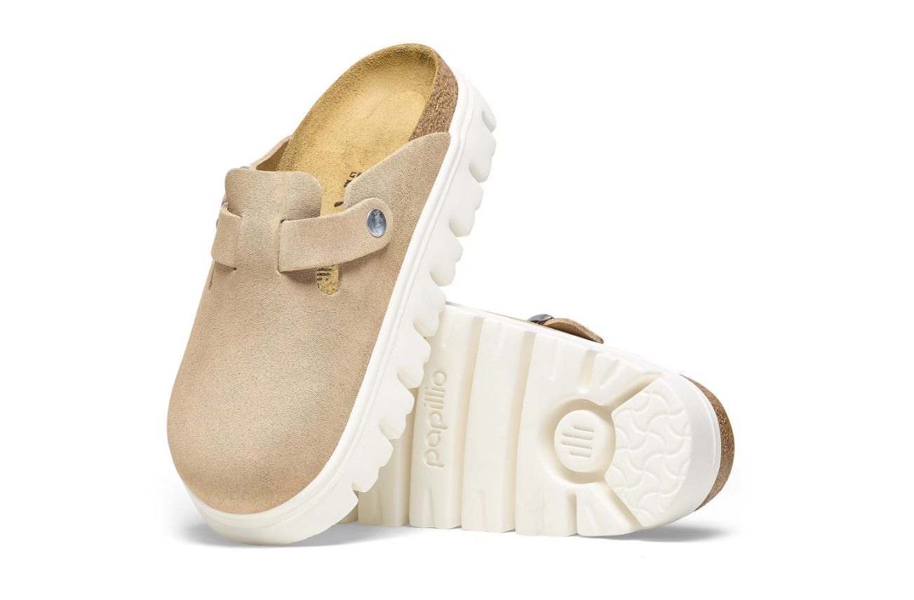 Birkenstock Boston Chunky Suede Leather Warm Sand Clogs