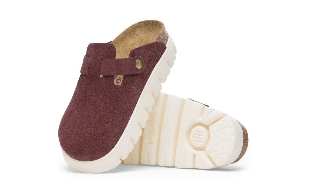 Birkenstock Papillio Boston Chunky Suede Leather Berry Crush