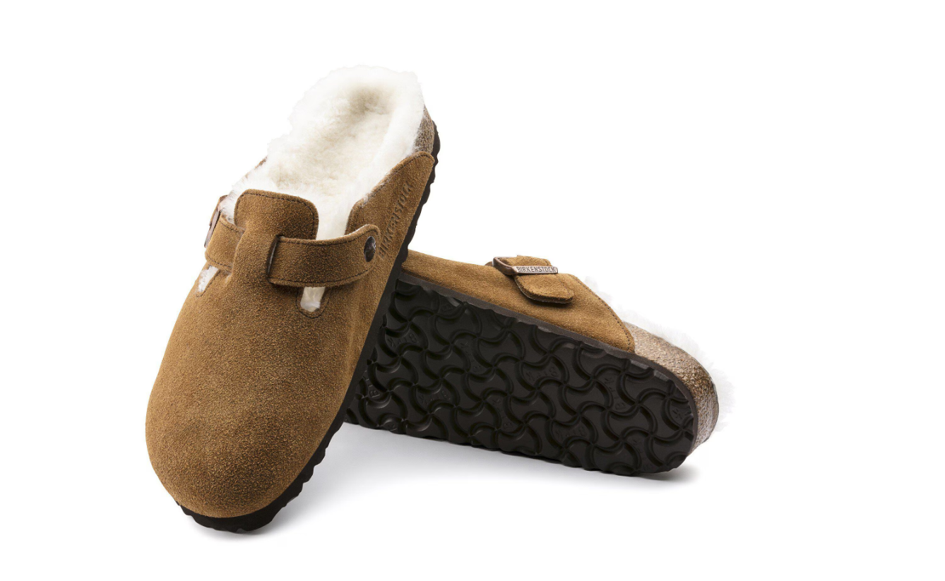 Birkenstock Boston Shearling Suede Leather Mink