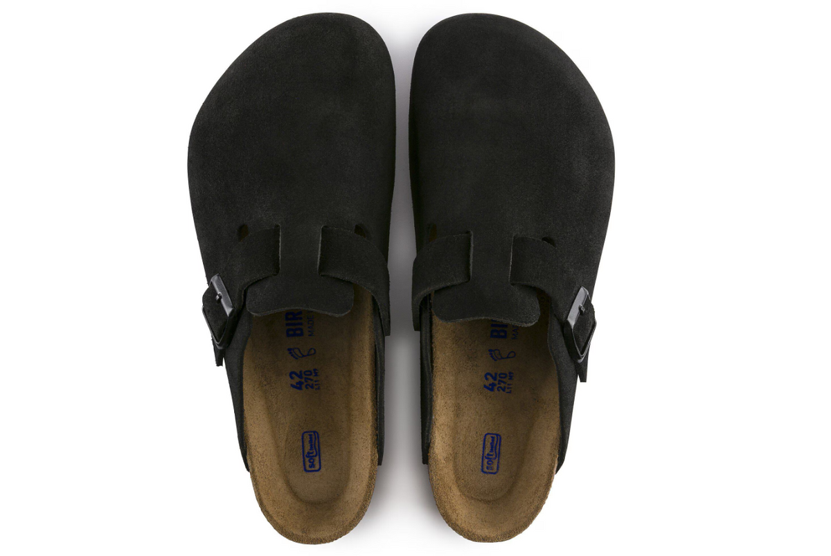 Birkenstock Boston Soft Footbed Suede Leather Black