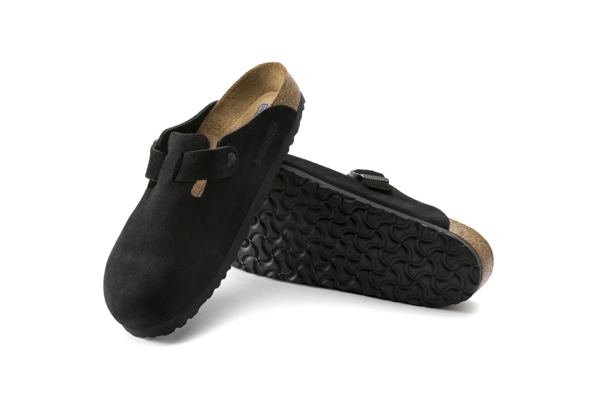 Birkenstock Boston Soft Footbed Suede Leather Black