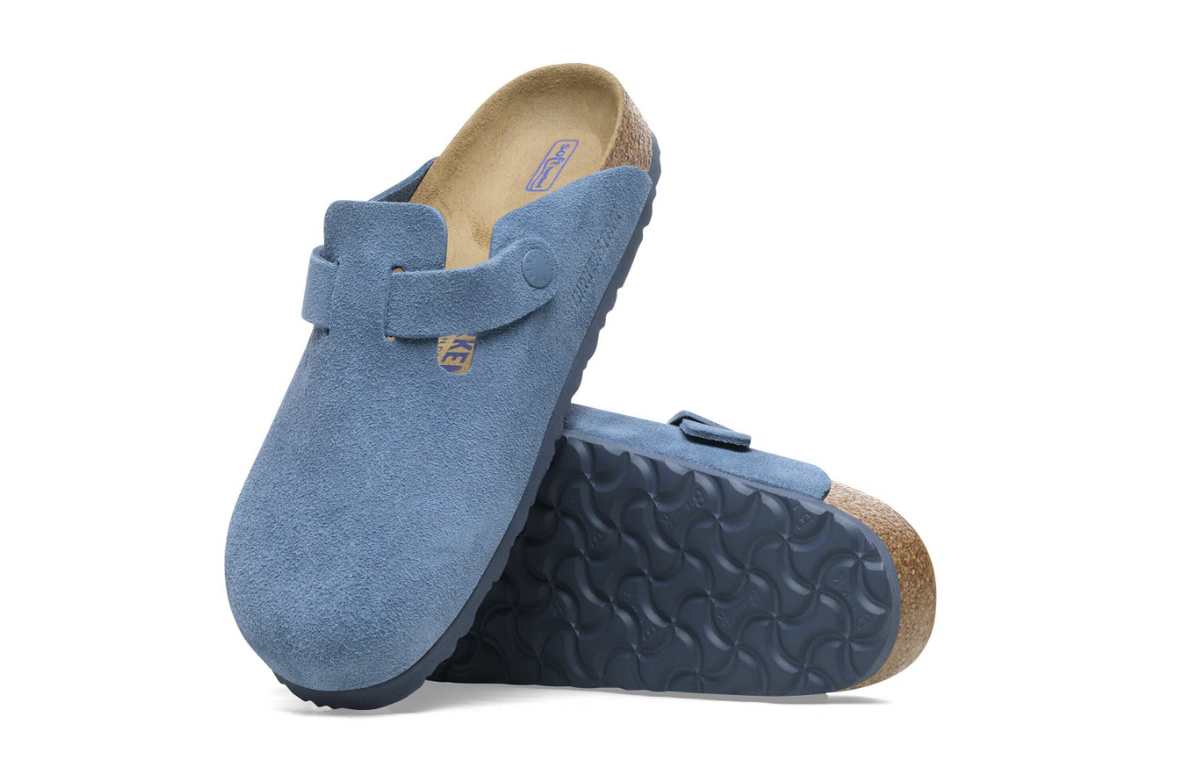 Birkenstock Boston Soft Footbed Suede Leather Elemental Blue