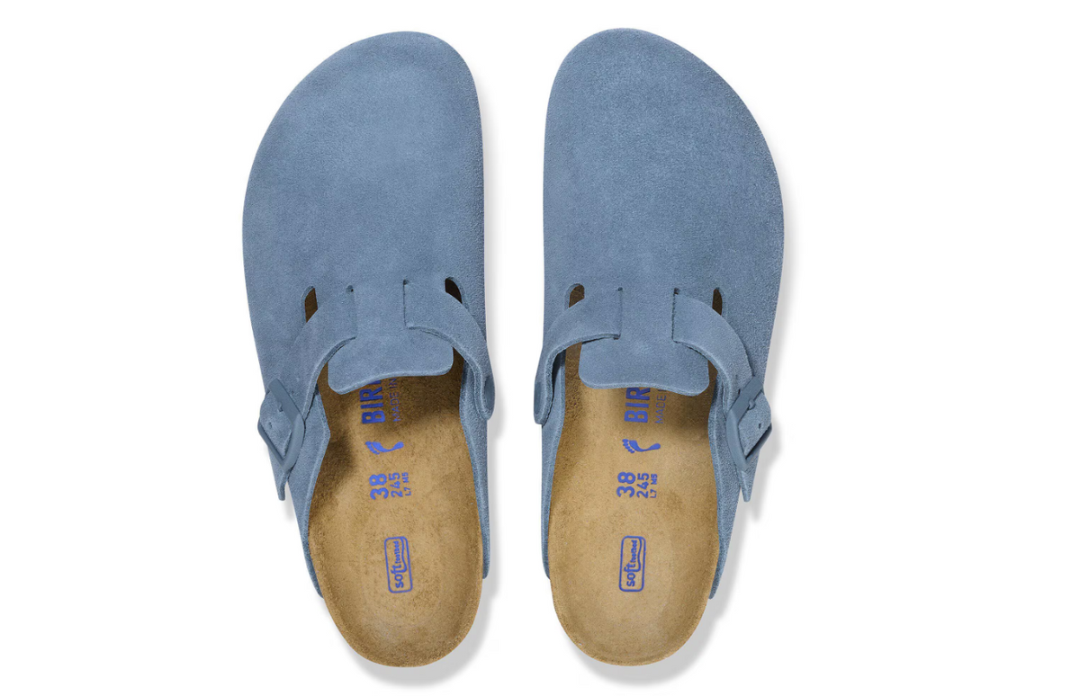 Birkenstock Boston Soft Footbed Suede Leather Elemental Blue