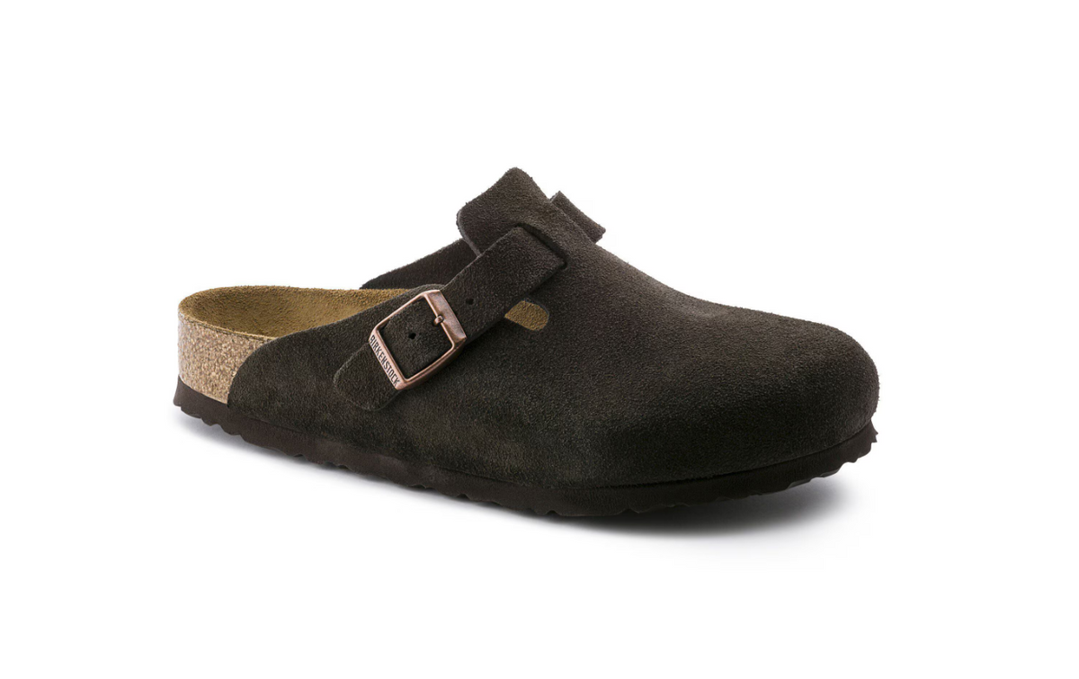 Birkenstock Boston Soft Footbed Suede Leather Clog Mocha