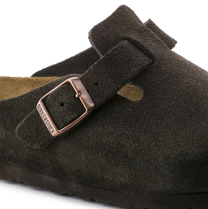 Birkenstock Boston Soft Footbed Suede Leather Clog Mocha