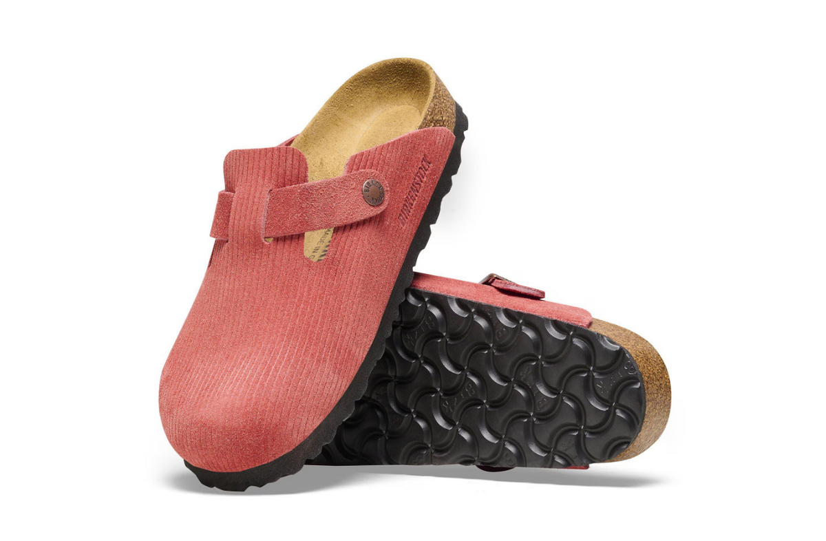 Birkenstock Boston Suede Embossed Corduroy Sienna Red
