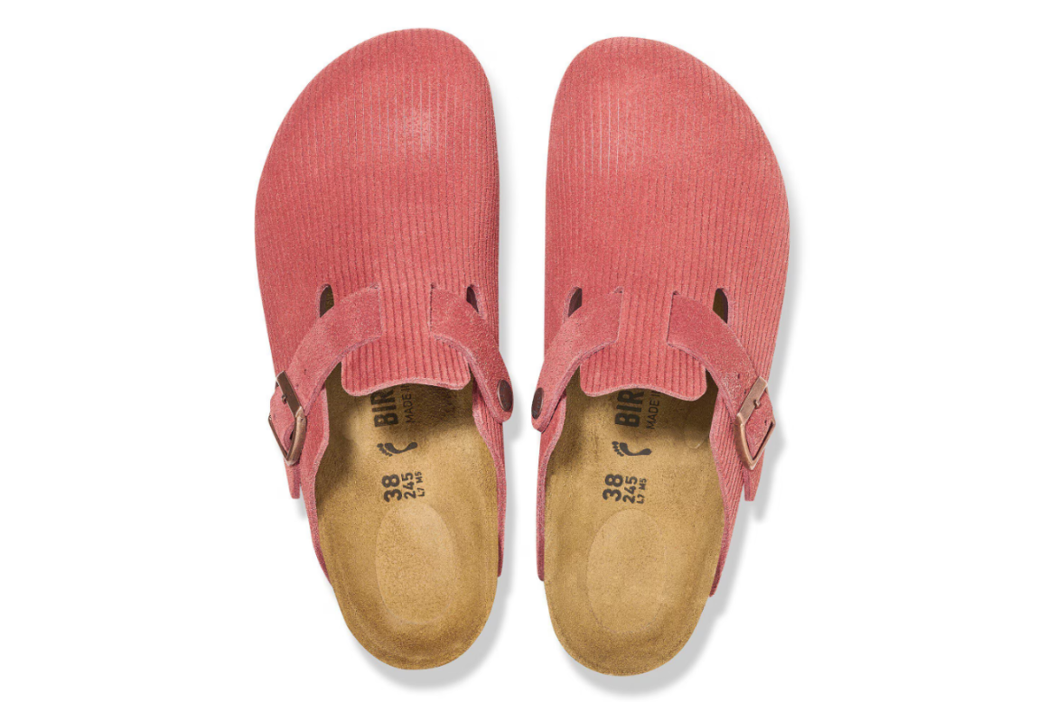 Birkenstock Boston Suede Embossed Corduroy Sienna Red