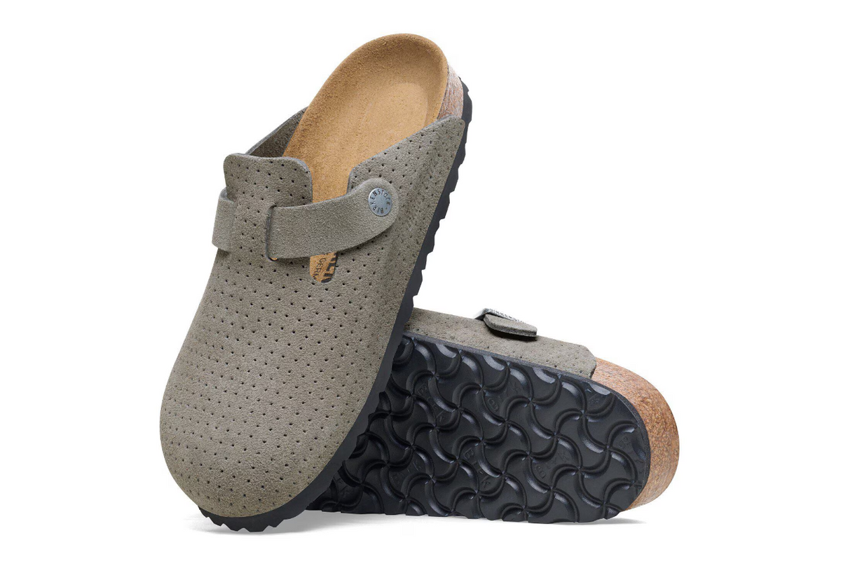 Birkenstock Boston Suede Embossed Dotted Stone Coin