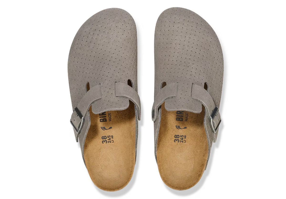 Birkenstock Boston Suede Embossed Dotted Stone Coin