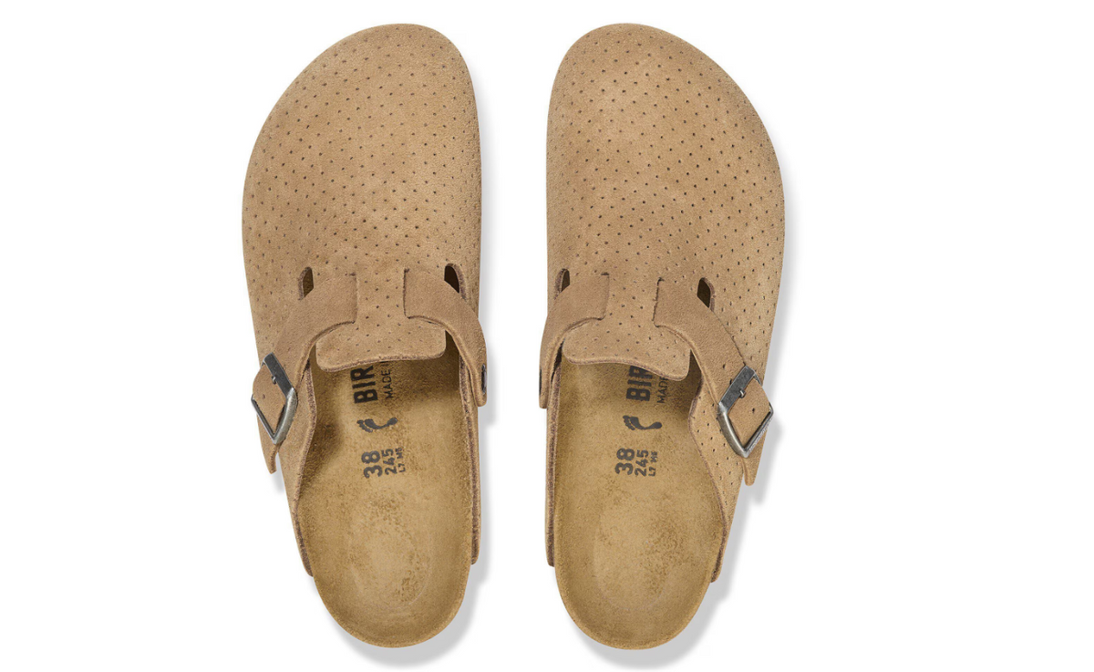 Birkenstock Boston Suede Embossed Dotted New Beige