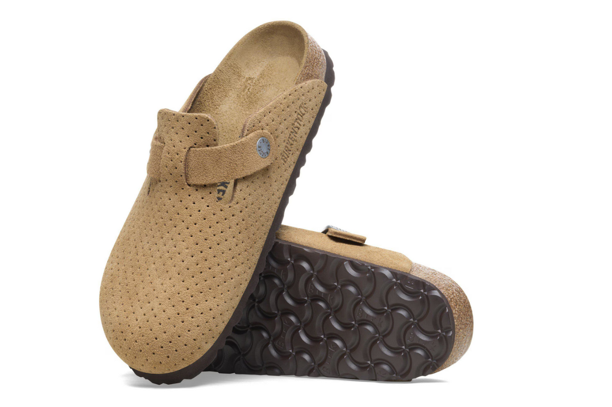 Birkenstock Boston Suede Embossed Dotted New Beige