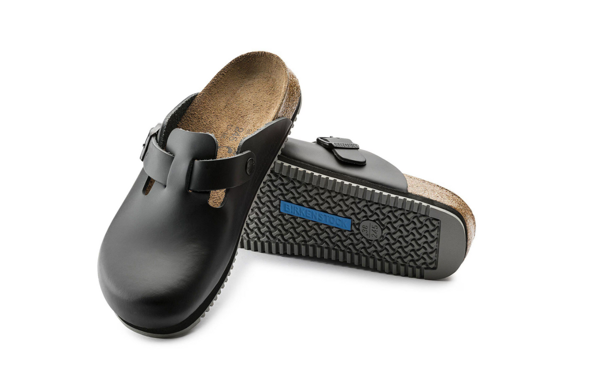 Birkenstock Boston Super Grip Leather Clog Black