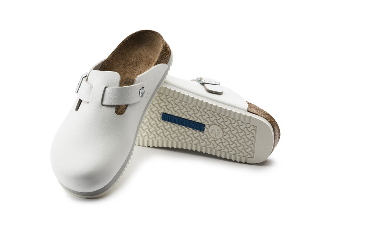 Birkenstock Boston Super Grip Natural Leather White Clog