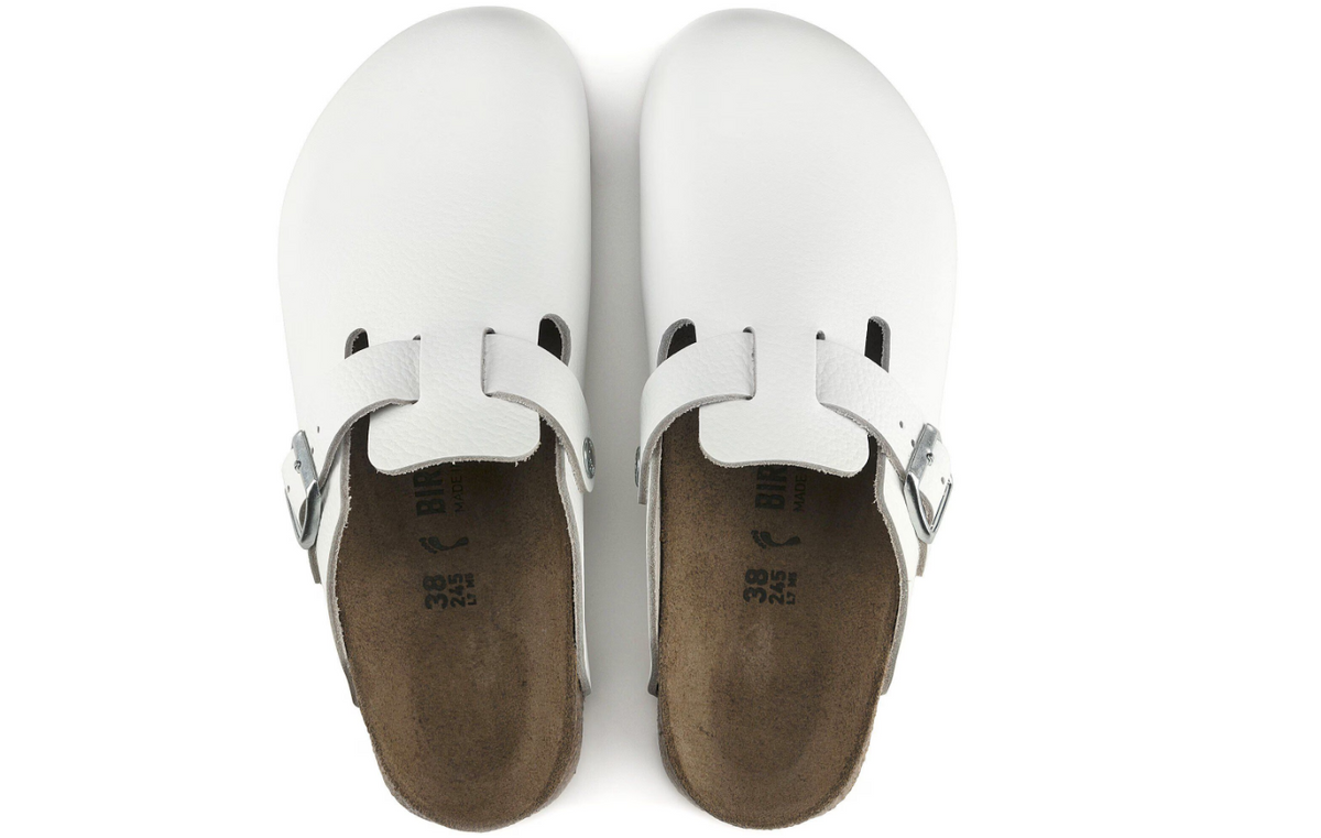 Birkenstock Boston Super Grip Natural Leather White Clog