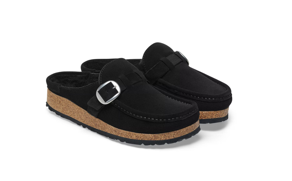 Birkenstock Buckley Shearling Suede Leather Black