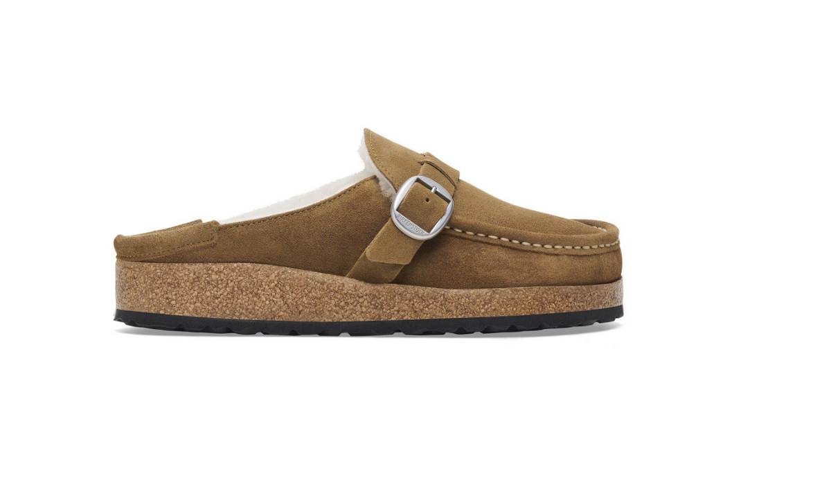 Birkenstock Buckley Shearling Suede Leather Dark Tea