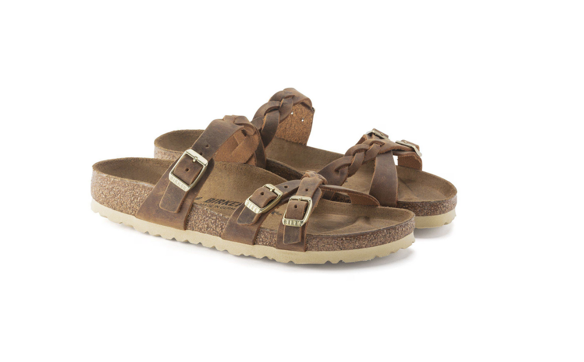 Birkenstock Franca Braided Oiled Leather Cognac