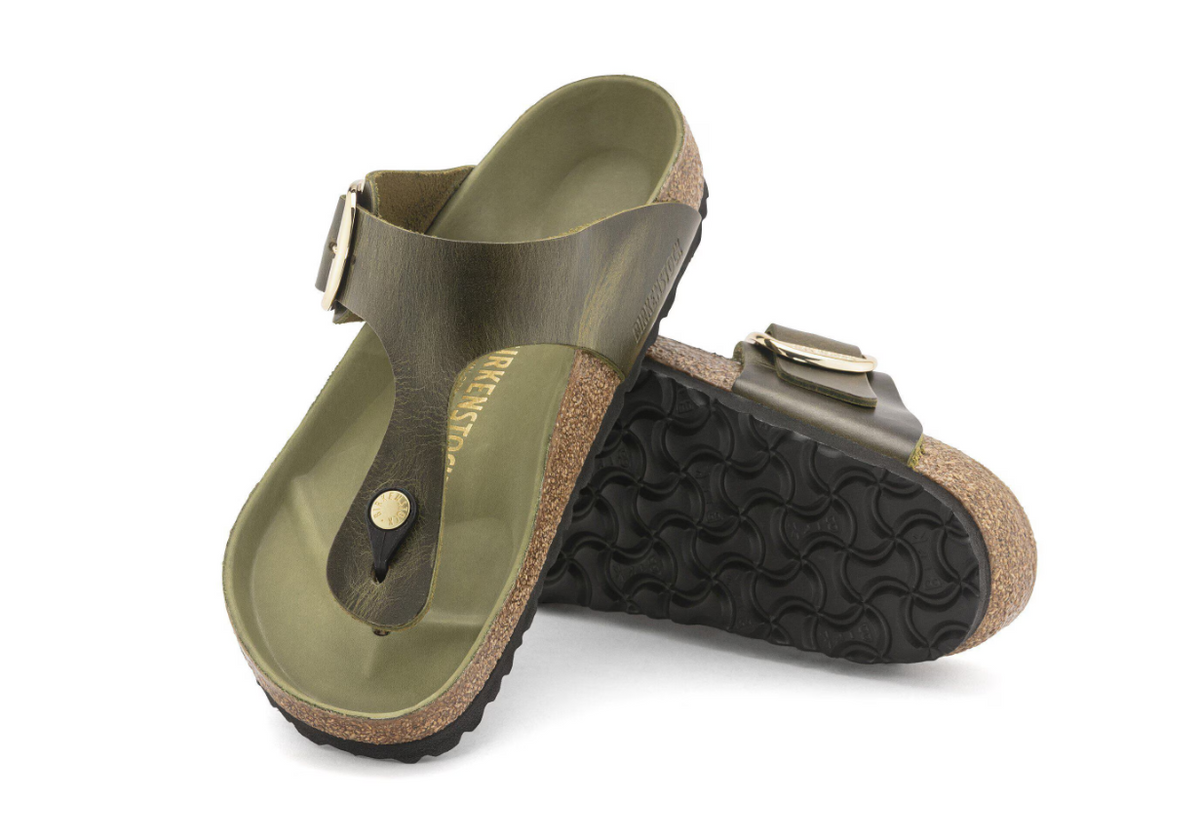 Birkenstock Gizeh Big Buckle Oiled Leather Olive Green