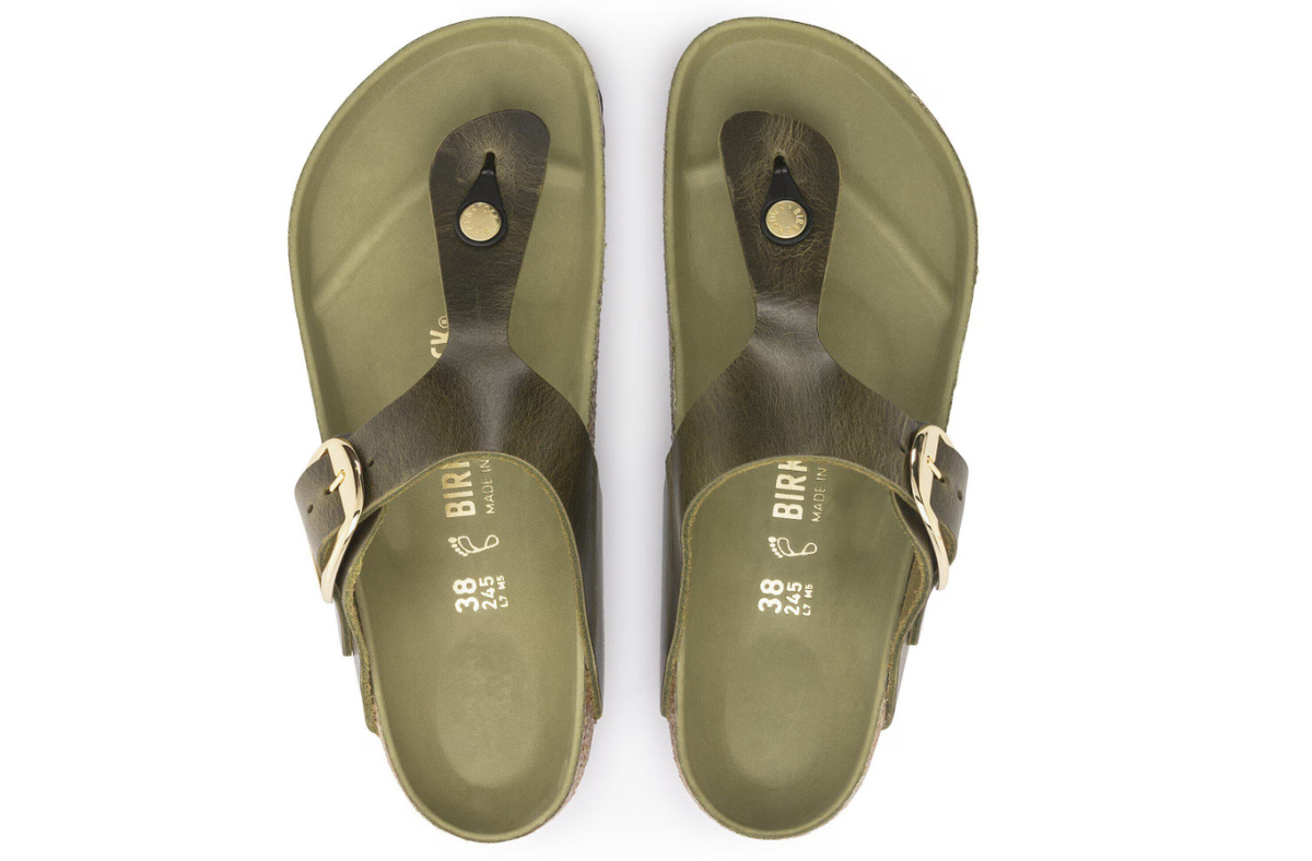Birkenstock Gizeh Big Buckle Oiled Leather Olive Green