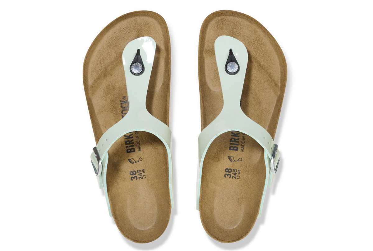 Birkenstock Gizeh Birko-Flor Patent Surf Green