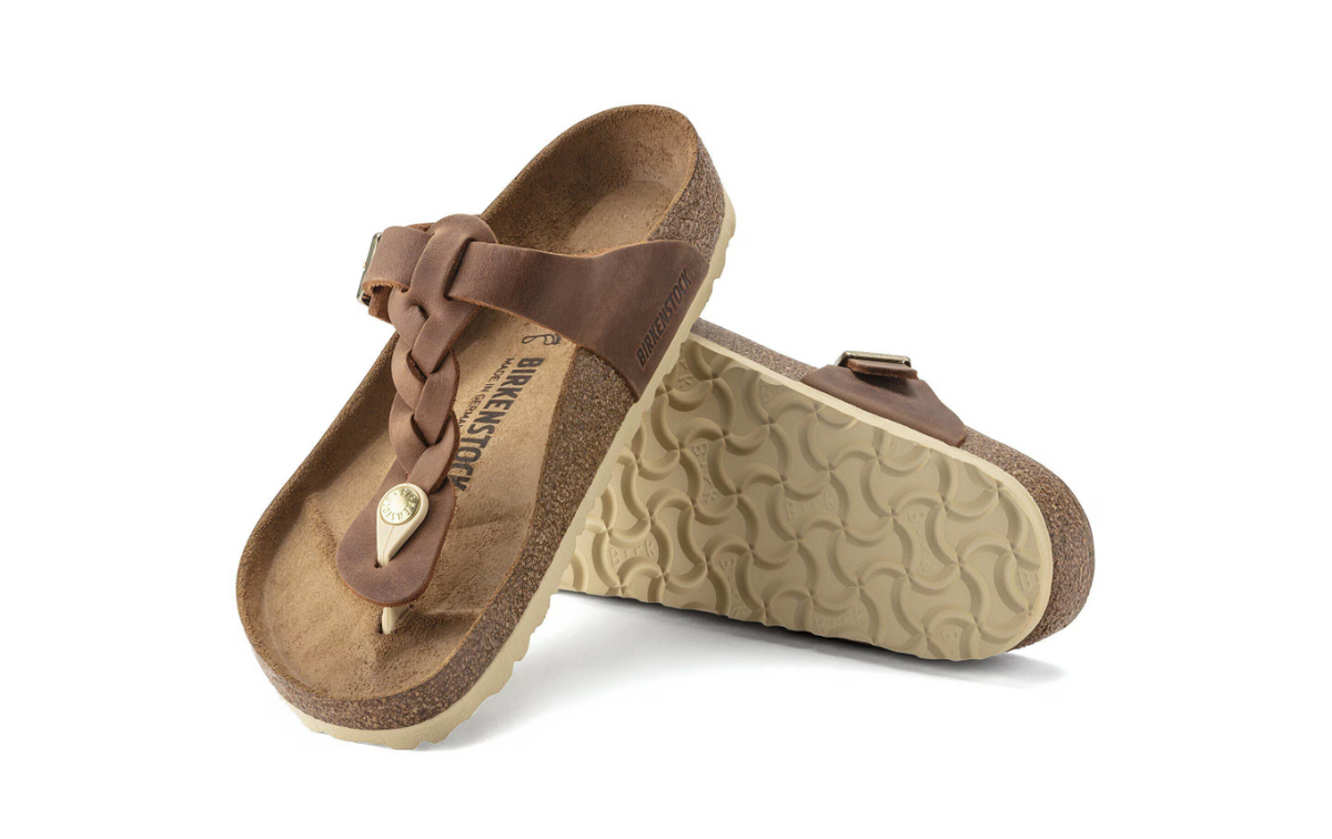 Birkenstock Gizeh Braided Oiled Leather Cognac