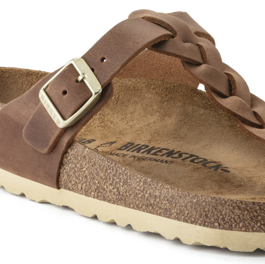 Birkenstock Gizeh Braided Oiled Leather Cognac